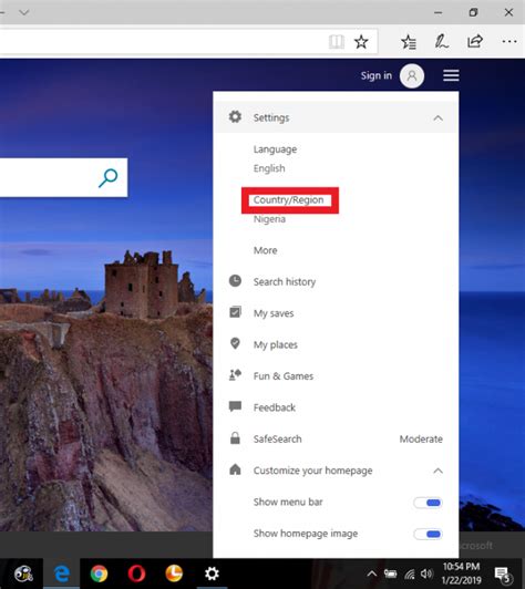 change bing country setting.